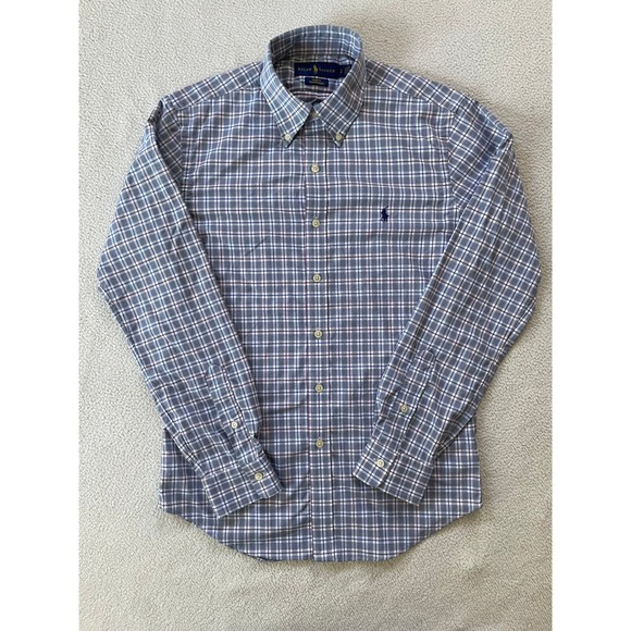 Ralph Lauren Other - Ralph Lauren Mens Small Button Down Shirt Blue Plaid Slim Fit Performance Preppy